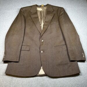 Vintage Brooks Brothers Brown Herringbone Wool Cashmere Sport Coat Size 44L NOTE